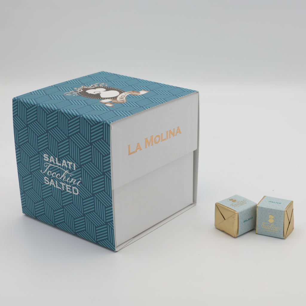 30 TOCCHINI INCARTATI GIANDUIA SALATA LATTE E NOCC SCATOLA CUBO