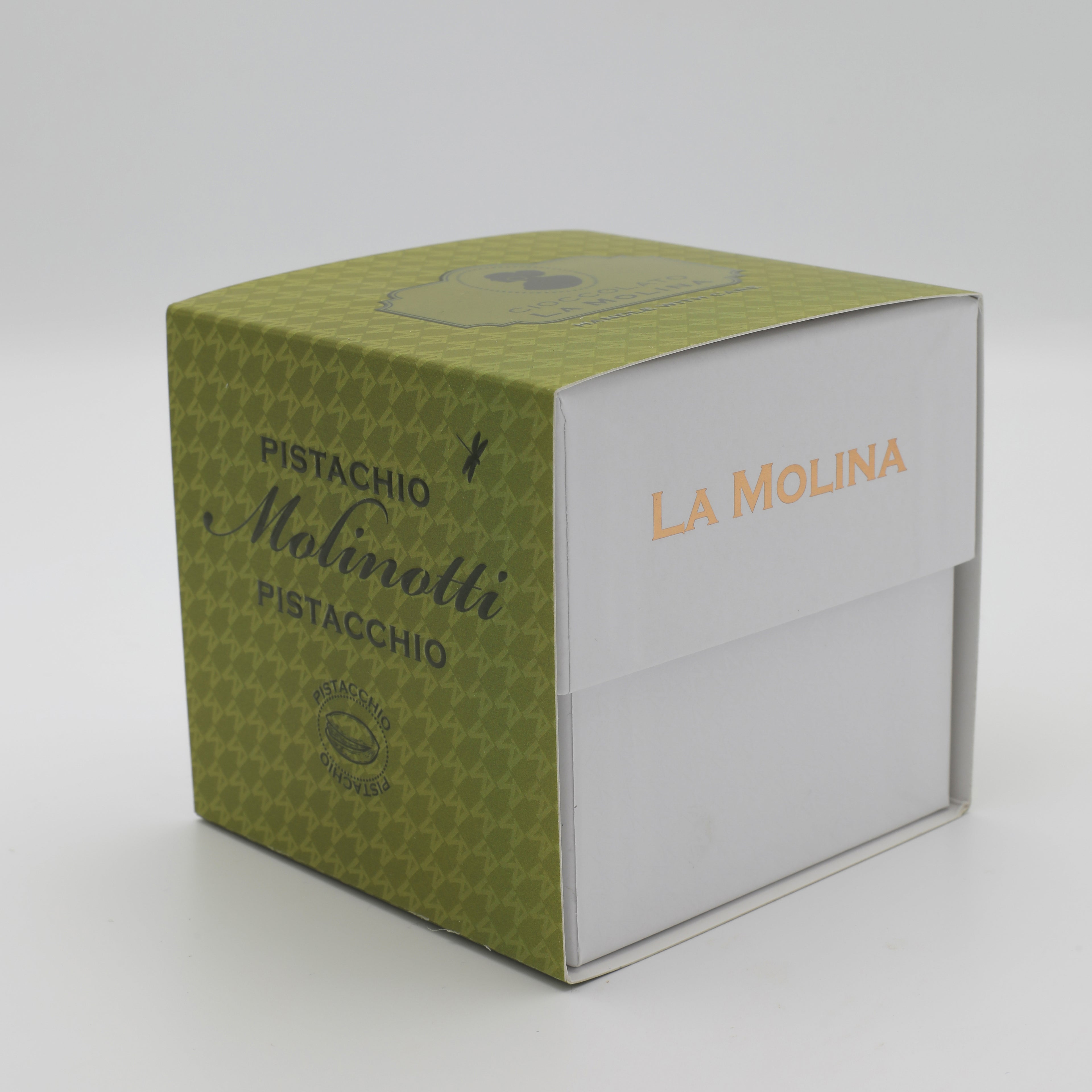 30 MOLINOTTI INCARTATI PISTACCHIO SCATOLA CUBO 335 G