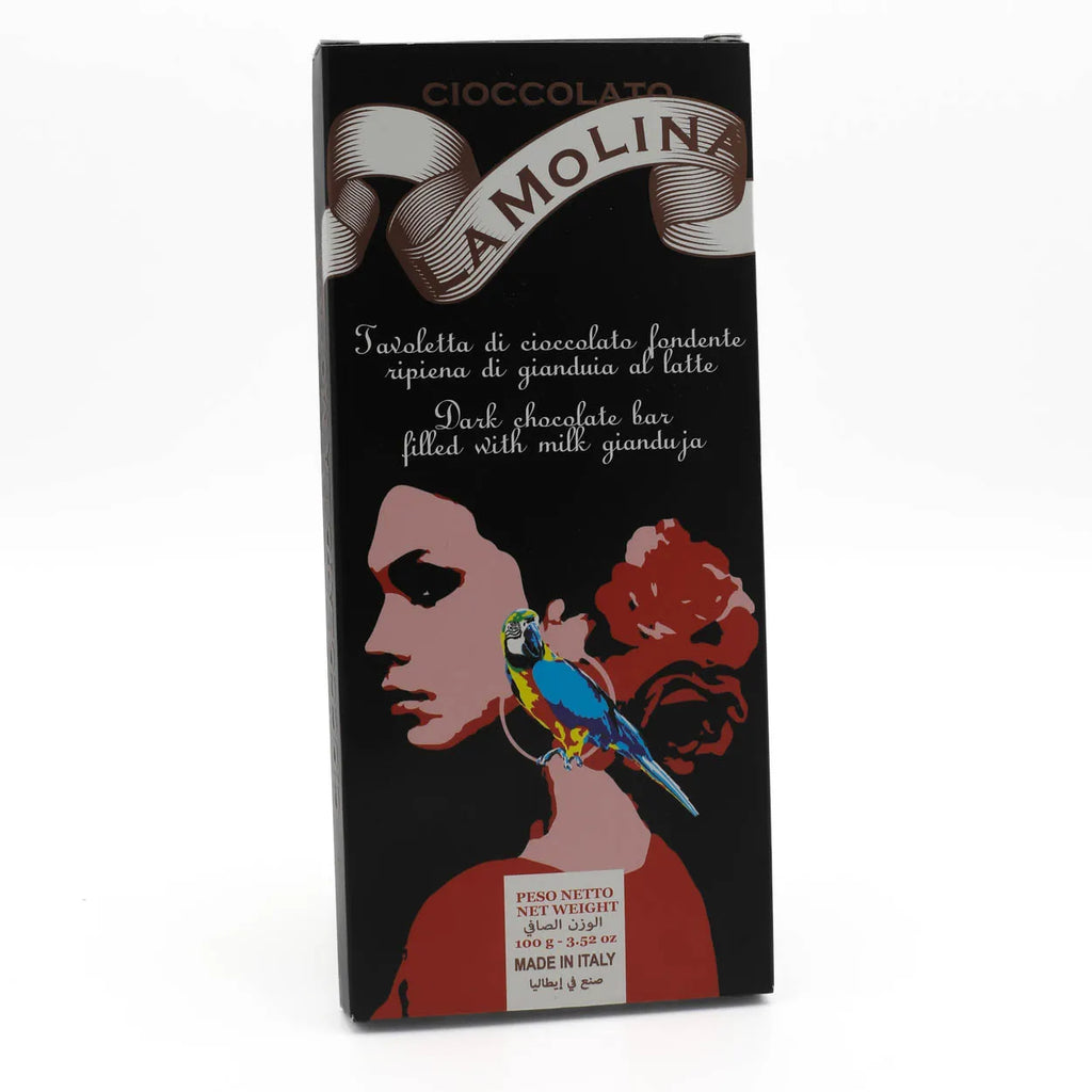 DARK CHOCOLATE BAR 100G FILLED WITH MILK GIANDUJA
