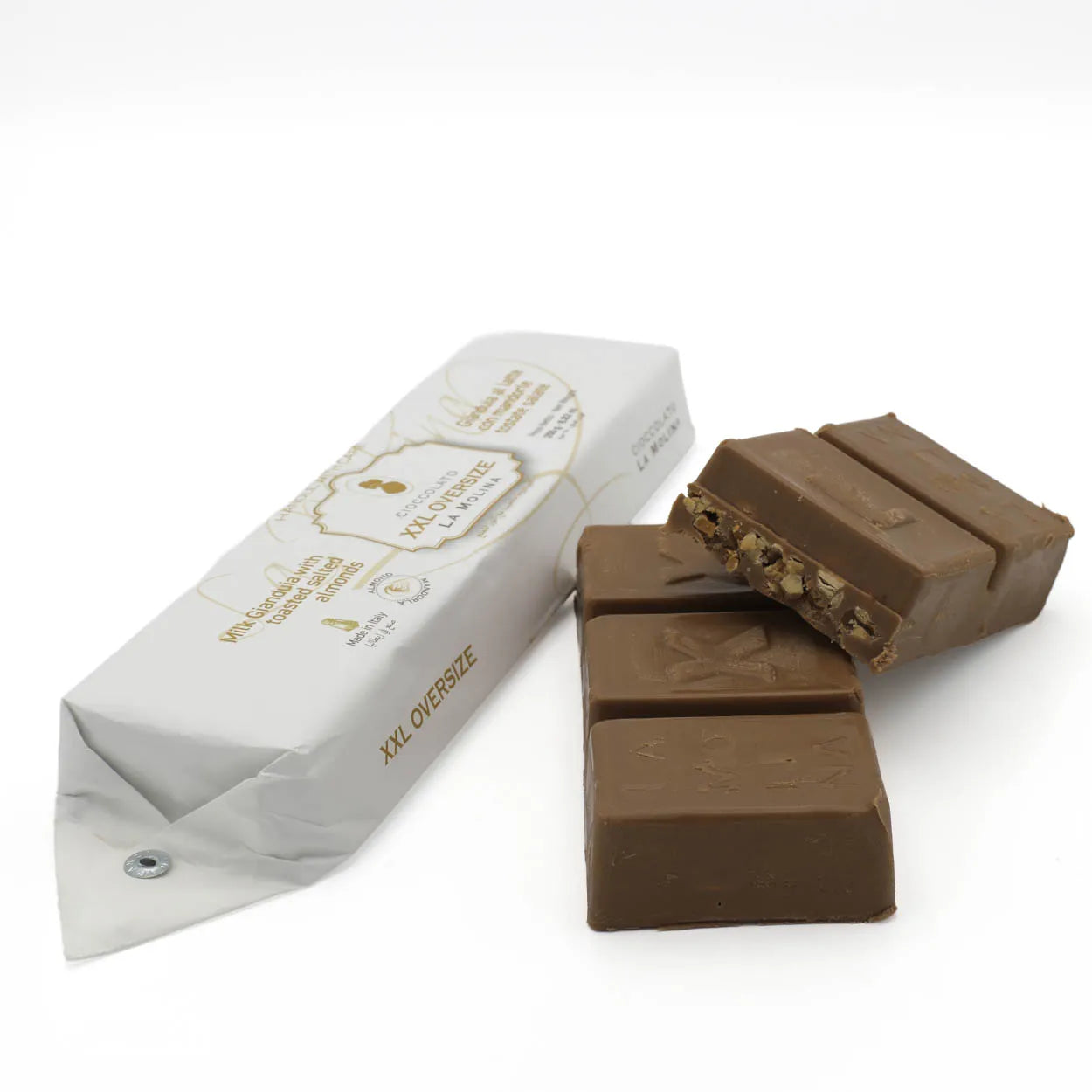 OVERSIZE XXL MILK GIANDUJA AND SALTED ALMONDS 250G WRAPPED