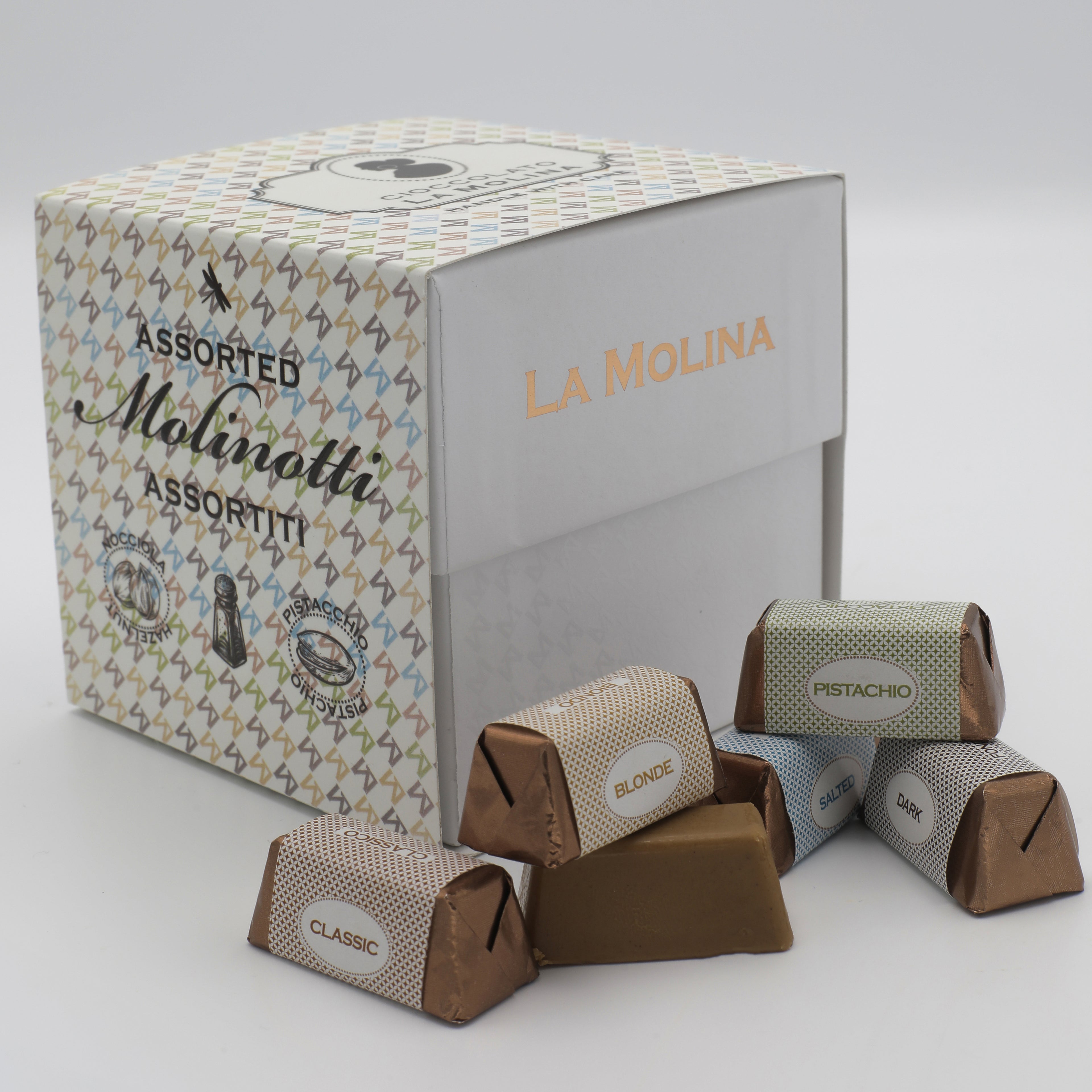 30 MOLINOTTI INCARTATI ASSORTITI 4 GUSTI SCATOLA CUBO
