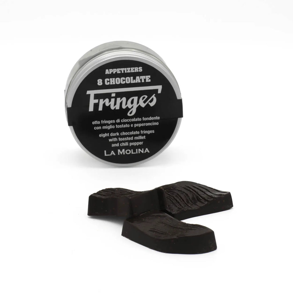 FRINGES 8 PIECES DARK CHOCOLATE MILLET AND CHILLI 66G