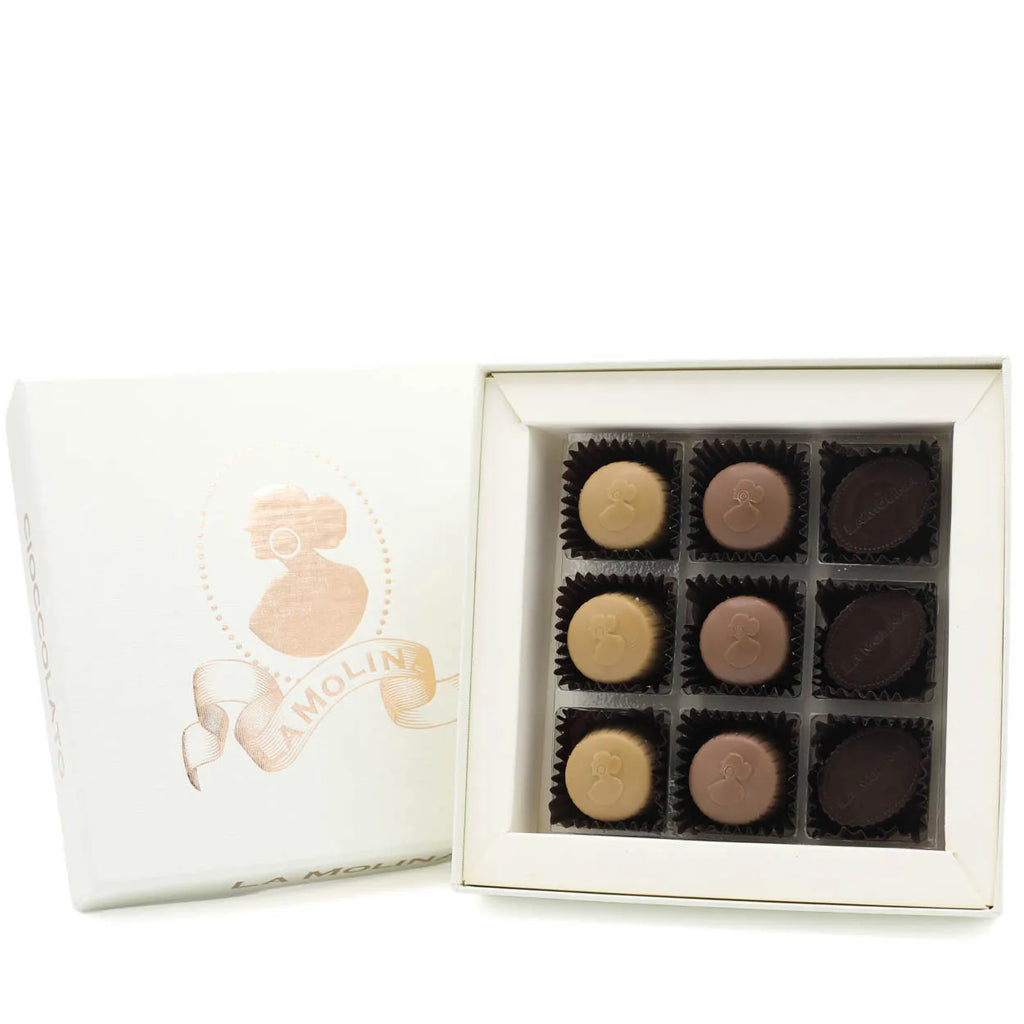 NINE ASSORTED PRALINES THREE FLAVOURS 105g
