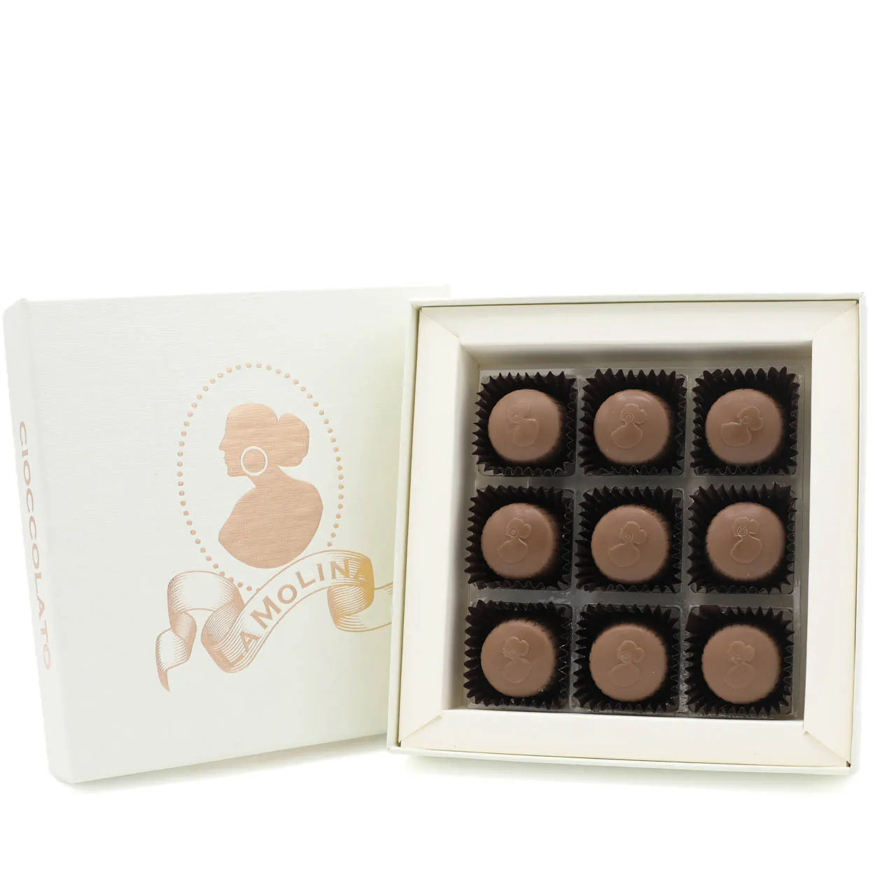 NINE MILK PRALINES WITH GIANDUJA AND HAZELNUT CRUMBLE 115G