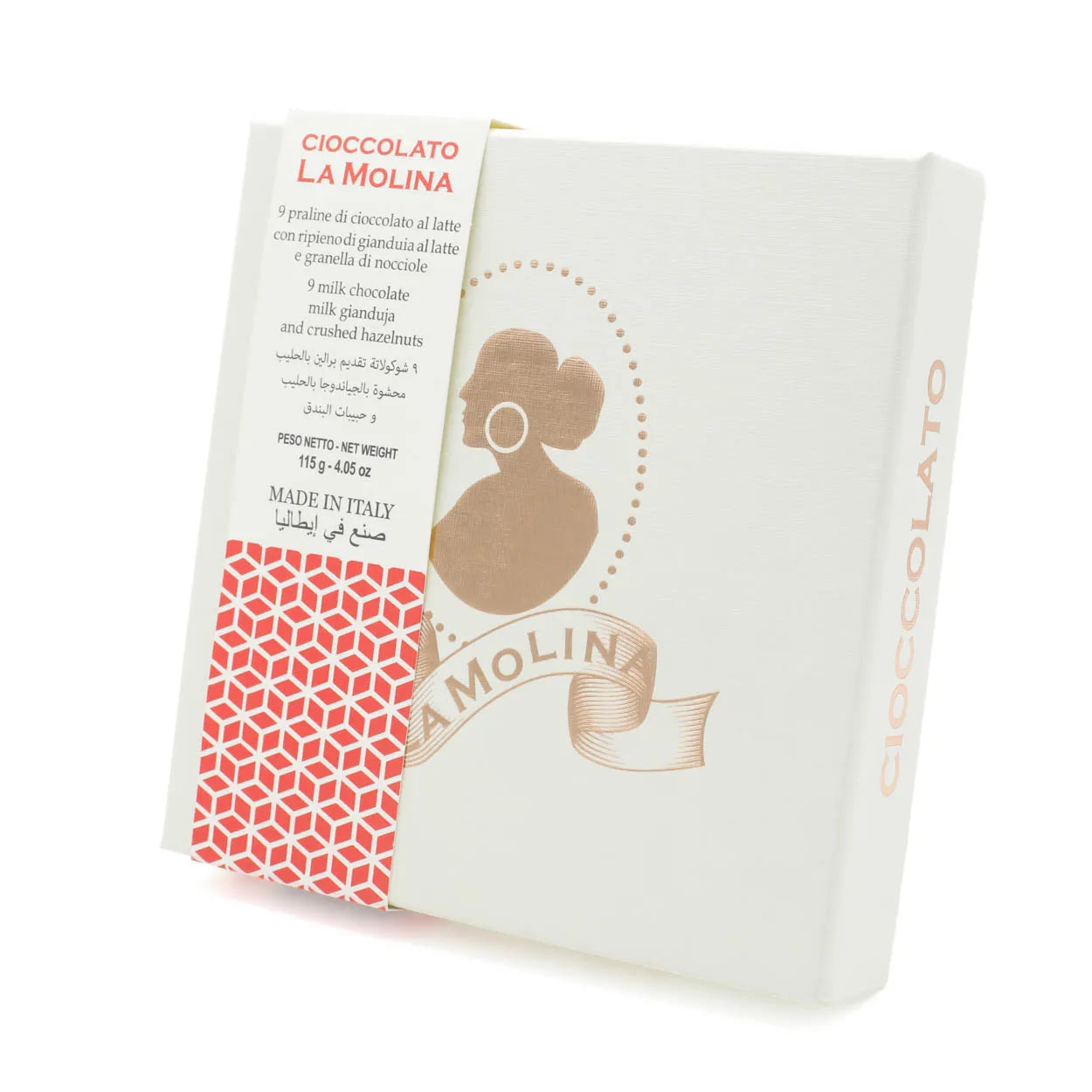 NINE MILK PRALINES WITH GIANDUJA AND HAZELNUT CRUMBLE 115G