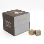 30 FOILED MILK CHOCOLATE GIANDUIA AND SALTED ALMOND SQUARES CUBE BOX