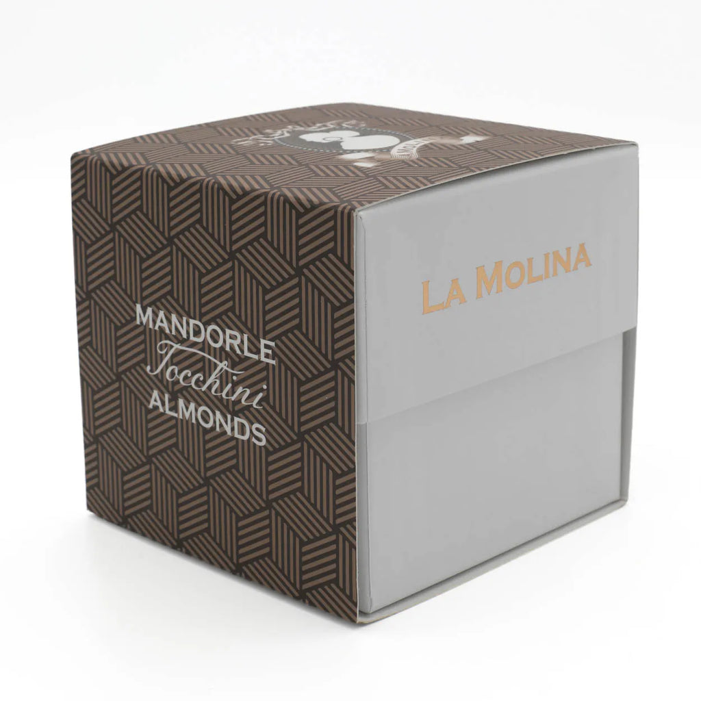 30 FOILED MILK CHOCOLATE GIANDUIA AND SALTED ALMOND SQUARES CUBE BOX