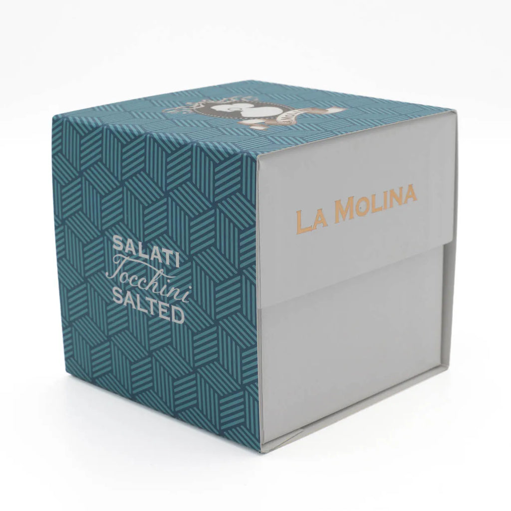 30 WRAPPED SALTED GIANDUIA MILK AND HAZELNUT TRUFFLES CUBE BOX