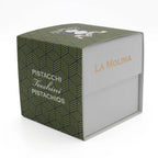 30 WRAPPED SQUARES WHITE CHOCOLATE CUBE BOX WITH PISTACHIOS AND SALTED PISTACHIOS