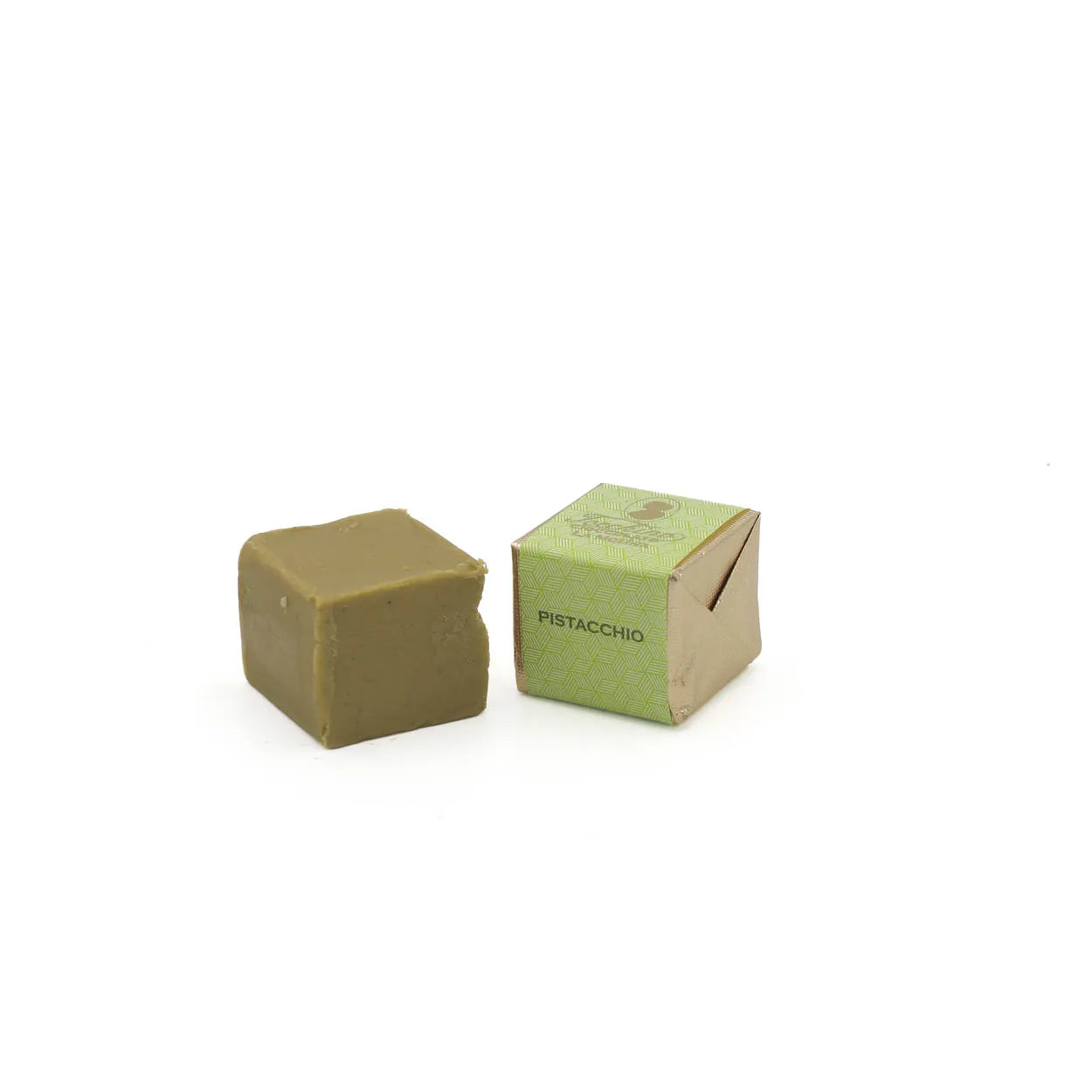 30 WRAPPED SQUARES WHITE CHOCOLATE CUBE BOX WITH PISTACHIOS AND SALTED PISTACHIOS