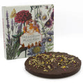 PUFFED RICE AND MILK CHOCOLATE CAKE WITH FLOWER PETALS