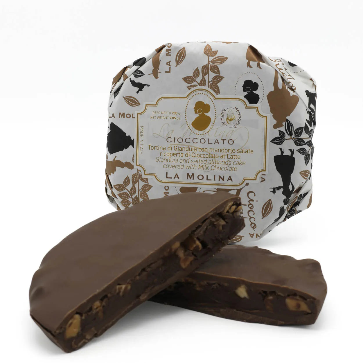 MILK GIANDUIA AND SALTED ALMOND CAKE 200 G